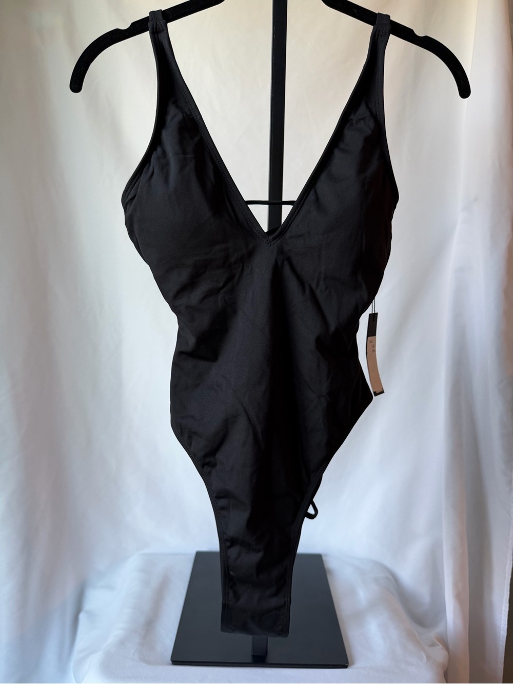 TA3 Hi Cut Plungey Black V-Neck One-Piece Swimsuit size xs reg/long
